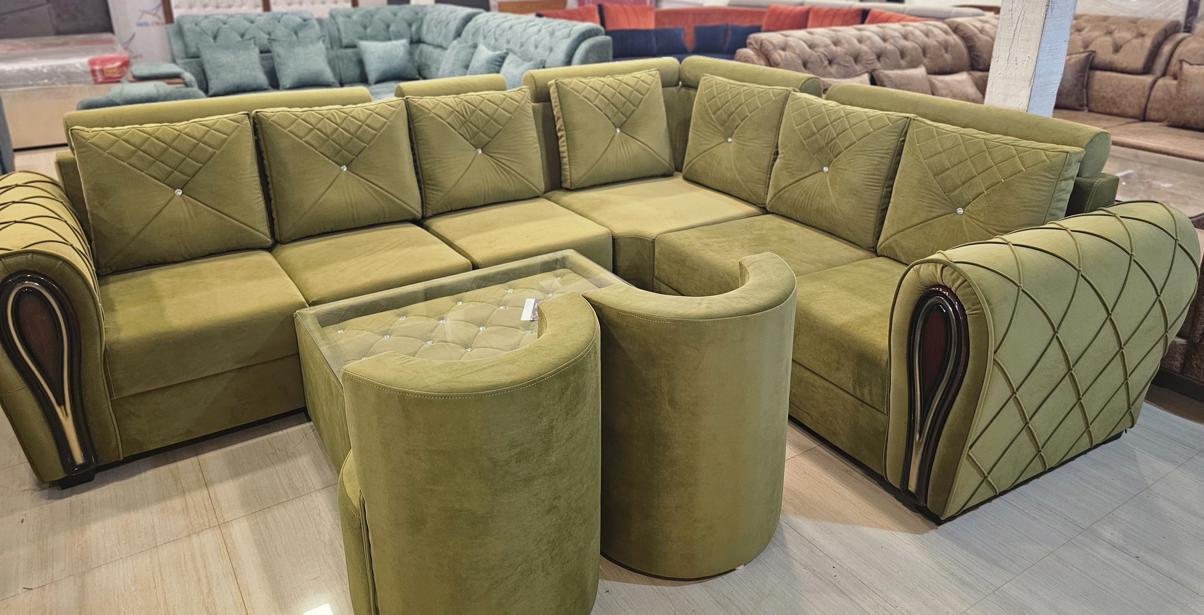 Majestic L-Type Sofa Set – Regal Comfort & Style SKI-LS-09
